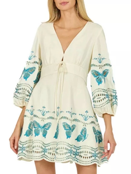 Secret Mission Dresses & Skirts - Secret Mission Butterfly Priscilla Dress, Cotton Linen with Embroidery, $695.00